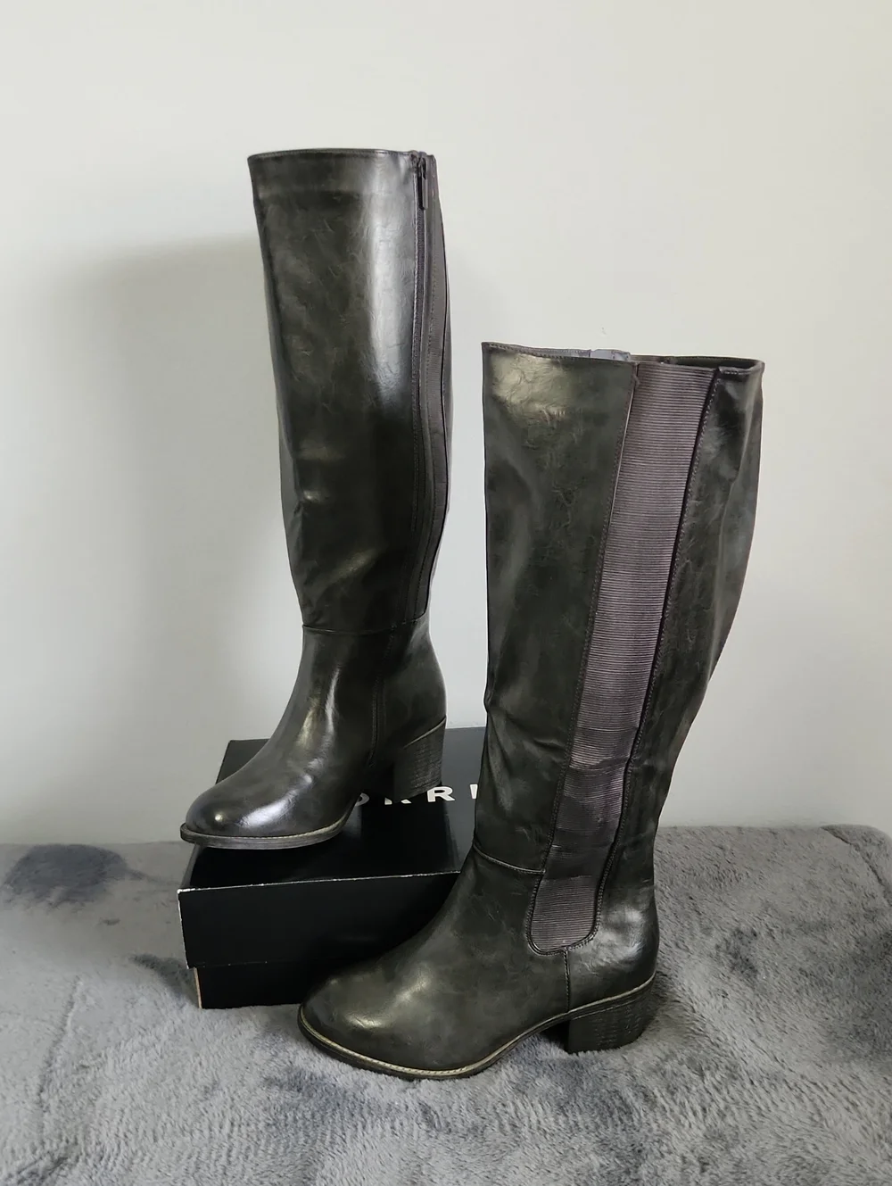 Classic Gray Knee-High Chelsea Boots
